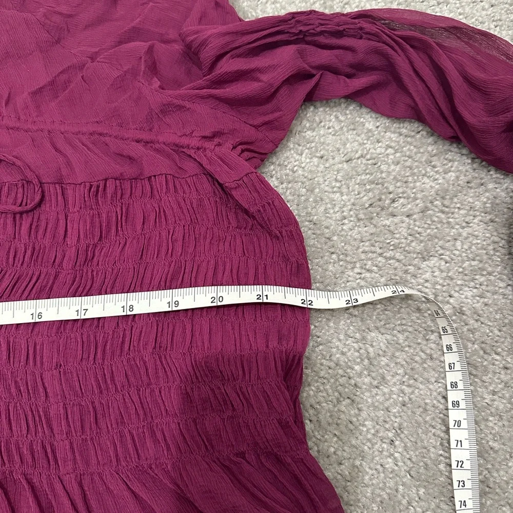 Free People Sheer Long Sleeve Boho Top or Dress in Plum Size Small-Large (FLAWS) - Picture 6 of 9
